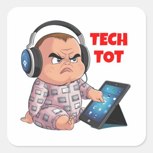 Tech-topje Vierkante Sticker (Voorkant)