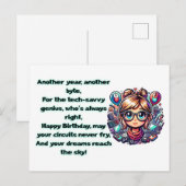 Tech Verjaardag Kaart, Geeky Verjaardag Feestdagenkaart (Voorkant / Achterkant)