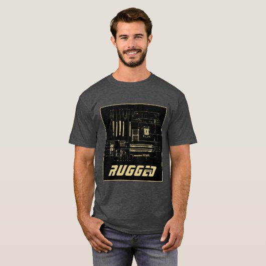 Tech voor zwarte en gouden RUGGED GEEK T-shirt (Voorkant volledig)