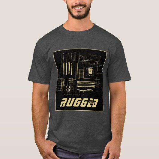 Tech voor zwarte en gouden RUGGED GEEK T-shirt (Voorkant)