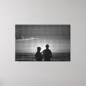 Tech White&Black Halftone Effect Couple op strand Canvas Afdruk (Voorkant)