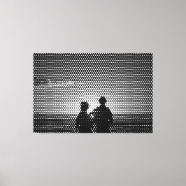 Tech White&Black Halftone Effect Couple op strand Canvas Afdruk