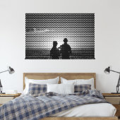 Tech White&Black Halftone Effect Couple op strand Canvas Afdruk (Insitu (Slaapkamer))