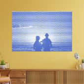 Tech White&Blue Halftone Effect Couple op strand Canvas Afdruk (Insitu (Woonkamer))