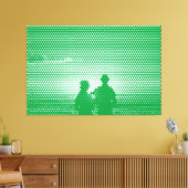 Tech White&Green Halftone Effect Couple op strand Canvas Afdruk (Insitu (Woonkamer))