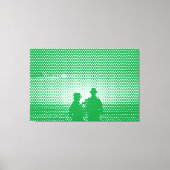 Tech White&Green Halftone Effect Couple op strand Canvas Afdruk (Voorkant)