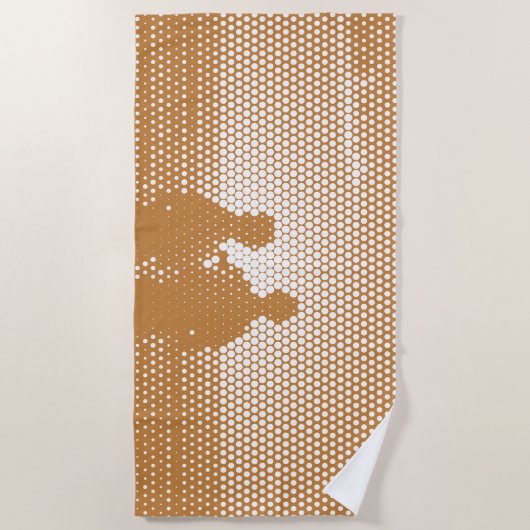 Tech White&Oranje Halftone Effect Couple op strand Strandlaken (Voorkant)