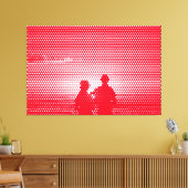 Tech White&Red Halftone Effect Couple op strand Canvas Afdruk (Insitu (Woonkamer))