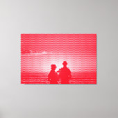 Tech White&Red Halftone Effect Couple op strand Canvas Afdruk (Voorkant)