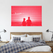 Tech White&Red Halftone Effect Couple op strand Canvas Afdruk (Insitu (Slaapkamer))