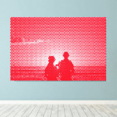 Tech White&Red Halftone Effect Couple op strand Canvas Afdruk (Insitu (Houten vloer))