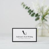 Tech Writer - Classic Black and White Pen Logo Visitekaartje (Staand voorkant)