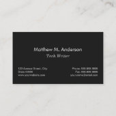 Tech Writer - Classic Black and White Pen Logo Visitekaartje (Achterkant)