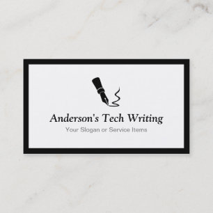 Tech Writer - Classic Black and White Pen Logo Visitekaartje