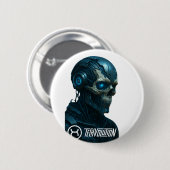 TECHEVOLUTION – CYBORG SKULL RONDE BUTTON 5,7 CM (Voorkant /achterkant)