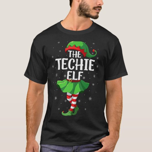 Techie Elf Christmas Girls Women Elf Squad Xmas Fa T-shirt (Voorkant)