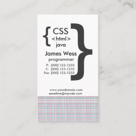Techie Java CSS Computer Web Programmer Visitekaartje