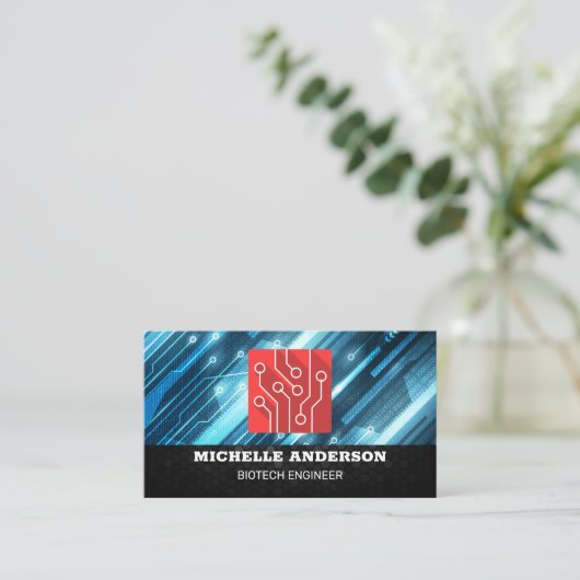Techie Logo | Circuitry Modules Visitekaartje (Staand voorkant)