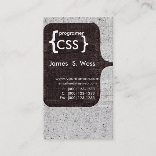 Techie Modern CSS Computer Software Developer Visitekaartje (Voorkant)
