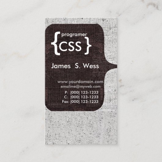 Techie Modern CSS Computer Software Developer Visitekaartje (Voorkant)