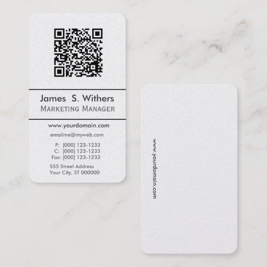 Techie Moderne Minimalistische QR-code Foto/Logo Visitekaartje (Voorkant / Achterkant)