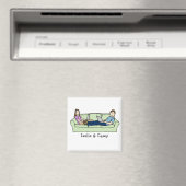 Techie paar - gepersonaliseerde cartoon magneet (Insitu (Vaatwasser))