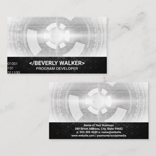 Techie | programmatuur | geometrische achtergrond visitekaartje (Voorkant / Achterkant)