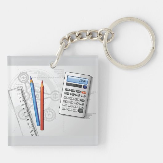 Technical Drawing Office Supplies Sleutelhanger (Achterkant)