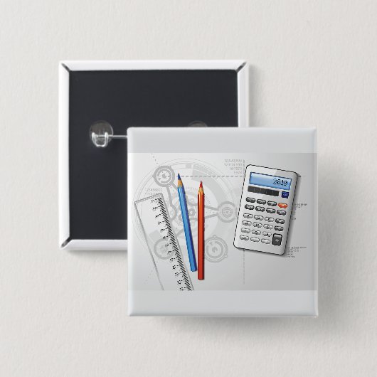 Technical Drawing Office Supplies Vierkante Button 5,1 Cm (Voorkant /achterkant)