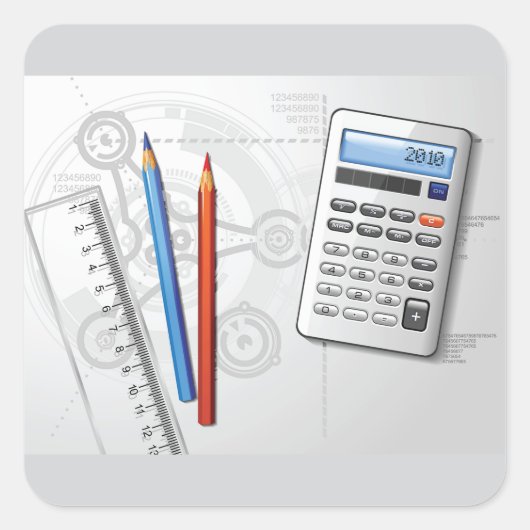 Technical Drawing Office Supplies Vierkante Sticker (Voorkant)