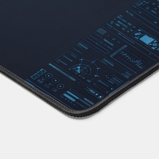 Technical HUD Blueprint Schematic Gaming Desk Mat (Hoek)
