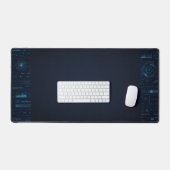 Technical HUD Blueprint Schematic Gaming Desk Mat (Keyboard & Muis)