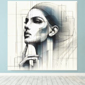 Technical Line Portrait/ Technisches Linienporträt Canvas Afdruk (Insitu (Houten vloer))