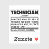 Technician Noun Definition Laboratory Cool Worker Sticker (Vel)