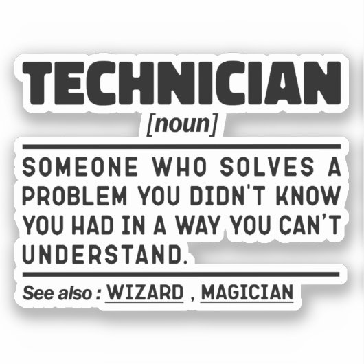 Technician Noun Definition Laboratory Cool Worker Sticker (Voorkant)