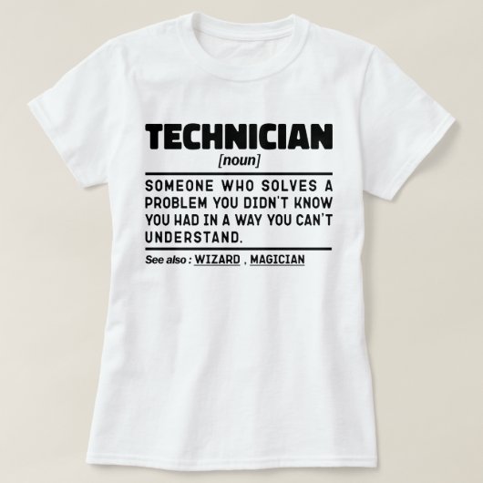 Technician Noun Definition Laboratory Cool Worker T-shirt (Design voorkant)