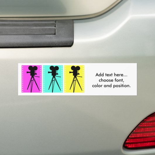 Technicolor Film Strip and Camera Silhouette Bumpersticker (Op auto)