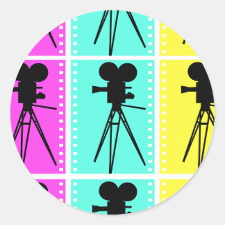 Technicolor Filmstrip en Camera Silhouet Ronde Sticker