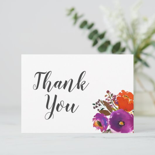 Technicolor Floral Waterverf Hartelijk dank Bedankkaart (Staand voorkant)