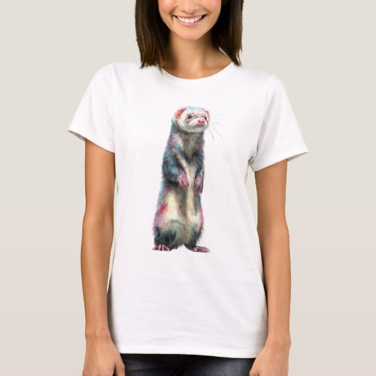 Technicolor Staande Fret Portret Vrouwen T-shirt (Voorkant)