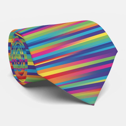 Technicolor stroken stropdas (Opgerold)