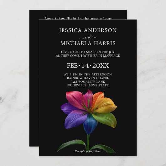 🌈 Technicolor Vows Wedding Kaart (Voorkant / Achterkant)