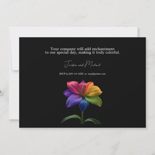 🌈 Technicolor Vows Wedding Kaart (Achterkant)