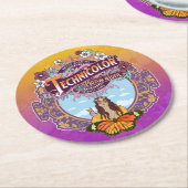 Technicolor Vrede Ronde Kartonnen Onderzetter (Gebogen)