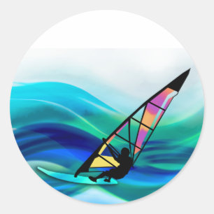 Technicolor Windsurfer in een Typhoon Ronde Sticker