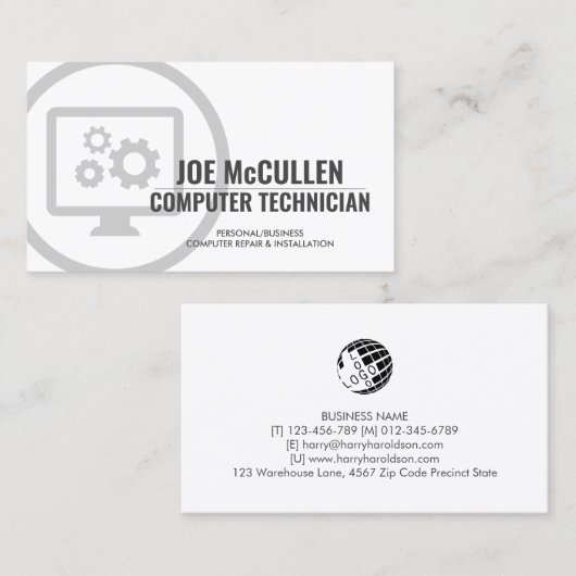 Technicus Computerreparatie Visitekaartje (Voorkant / Achterkant)