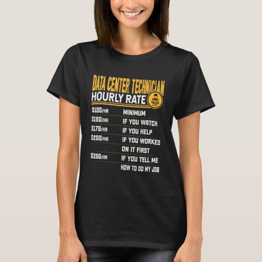 Technicus datacenter uurtarief Data Center Tec T-shirt (Voorkant)