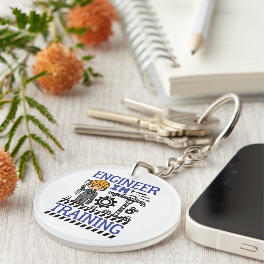 Technicus in trainingsborden STEM Sleutelhanger (Voorkant Rechts)