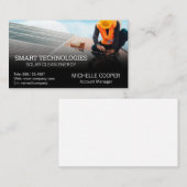 Technicus installeert zonnepanelen | Energie van v Visitekaartje (Voorkant / Achterkant)