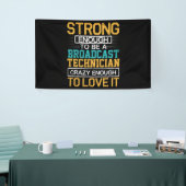 Technicus is zo gek dat hij een omroeptechnicus is spandoek (Beurs)